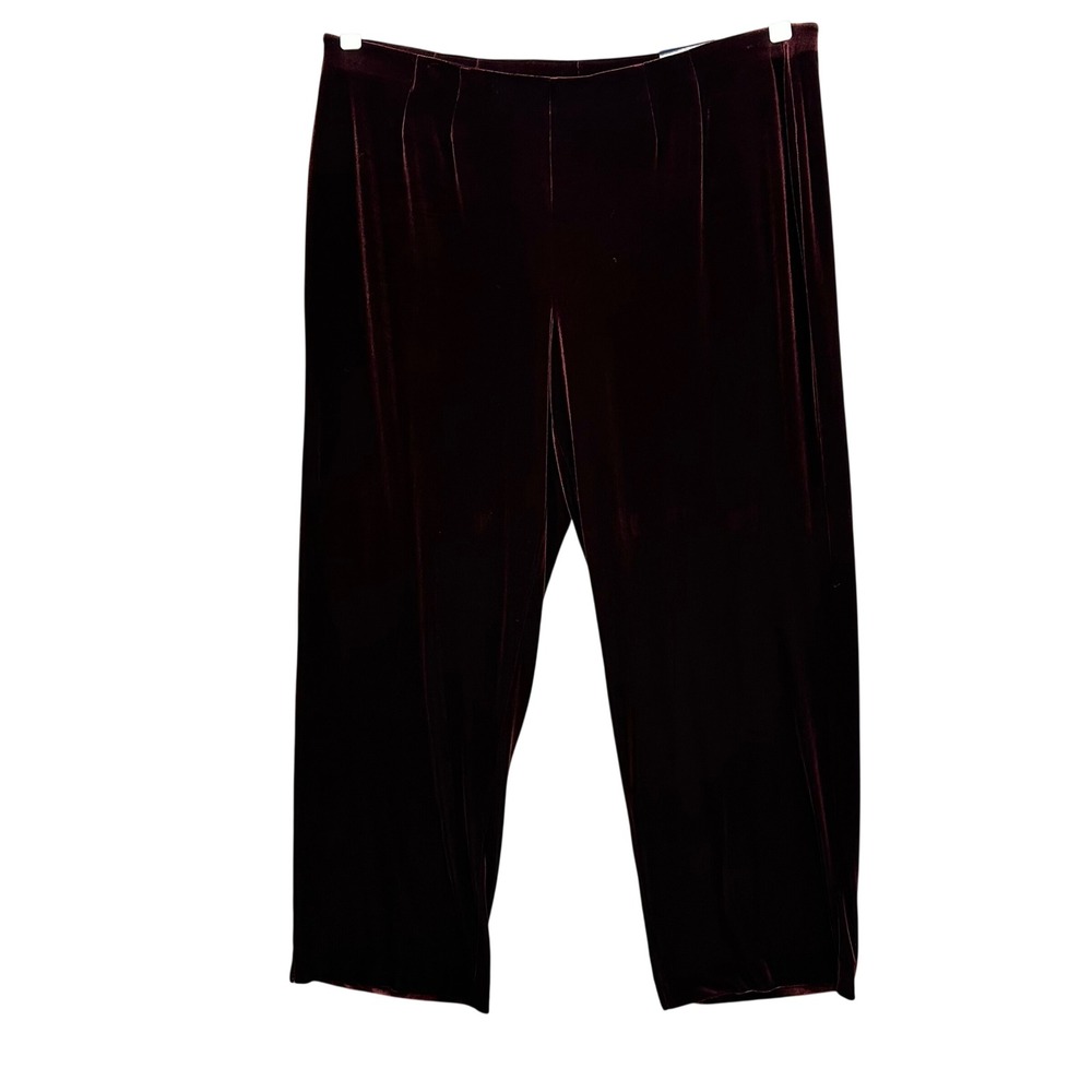 Soft by Avenue Velour Modern Fit Side Zip‎ Pants Burgundy Tall Size 22 24